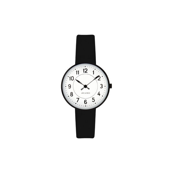 Station armbandsur, white/black/black, Arne Jacobsen Watches