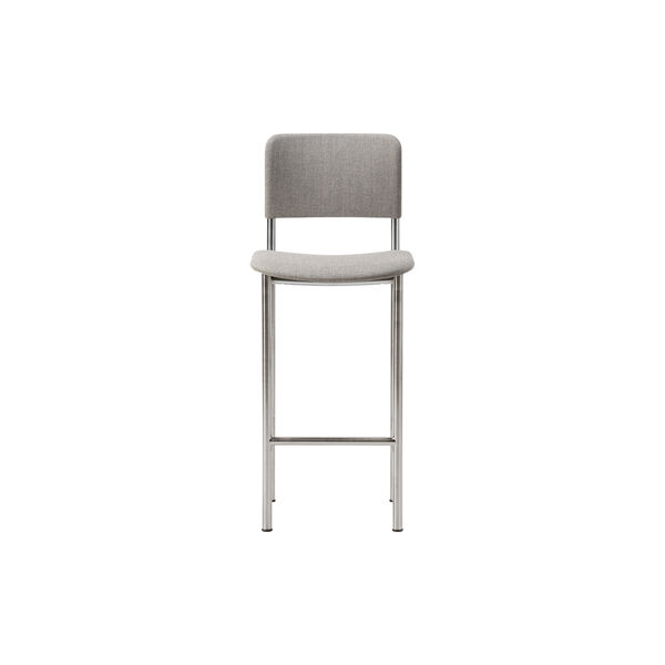 Plan Barstool Fully Upholstered, brushed steel/Re-wool 128, Fredericia Furniture