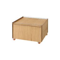 Storage Chest w. Wheels and Lid | Oiled Oak/Stainless Steel | Bord, MOEBE
