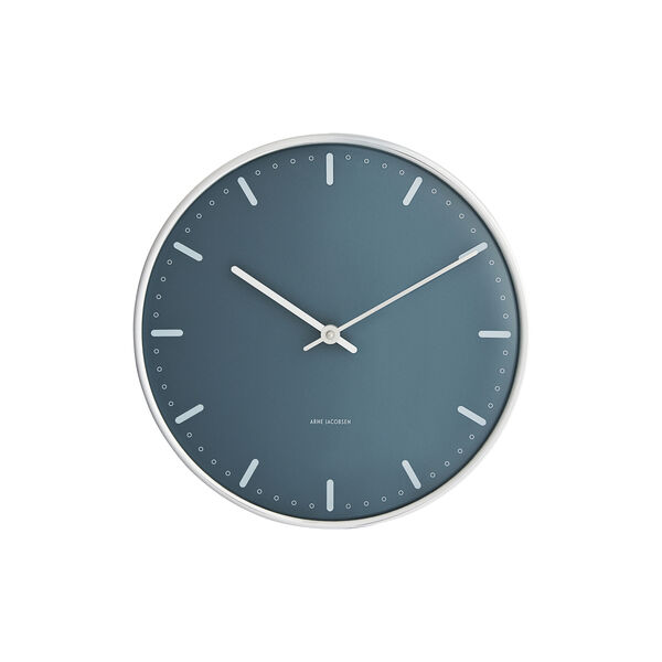 City Hall V&auml;ggur Medium, bl&aring;, Arne Jacobsen Clocks
