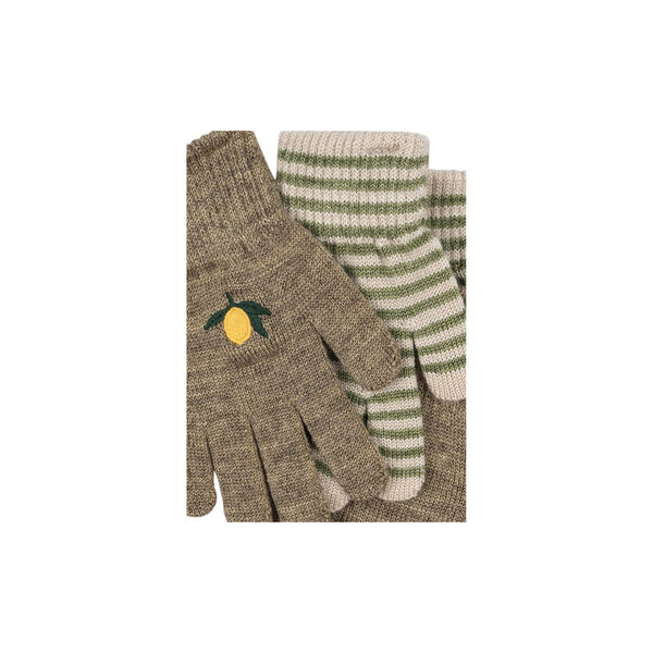 2 Pack Filla Gloves, lemon/stripe, Konges Sløjd