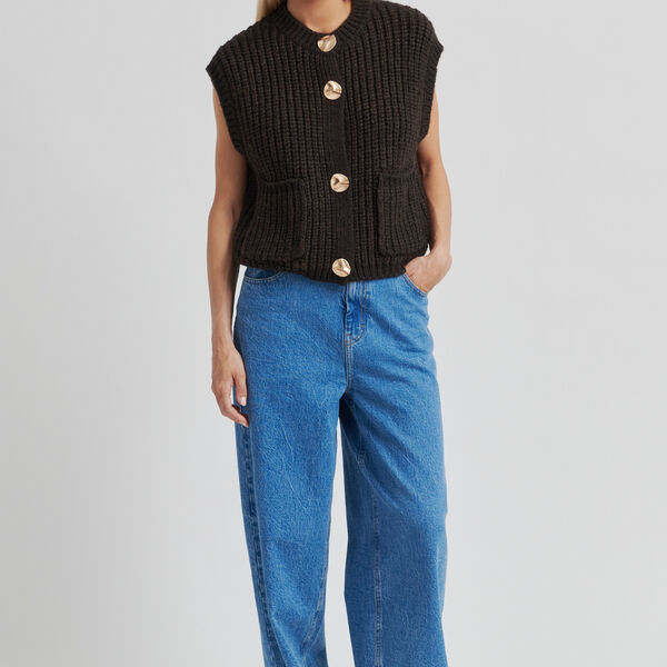 Ulrikke Knit Vest, chocolate torte, Second Female