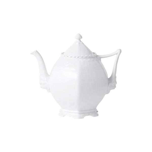 White Fluted Full Lace Teapot, Royal Copenhagen