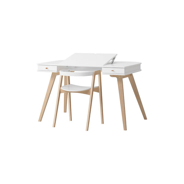 Wood Desk 72,6 cm & Armchair Set, white/oak, Oliver Furniture