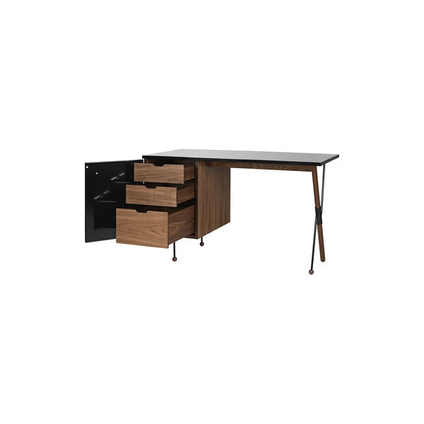 62 Desk, walnut/black 62 Desk, walnut/black, GUBI