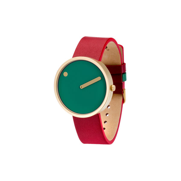 PICTO armbandsur, dusty green/matt gold/ruby red, Picto