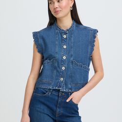 IHPALOU Wasitcoat, washed dark blue, ICHI