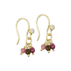 Lina hook earring, gold plated/mix tourmaline, Pure by Nat