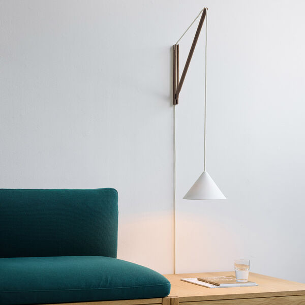 Suspended Wall Lamp, smoked oak/white, MOEBE