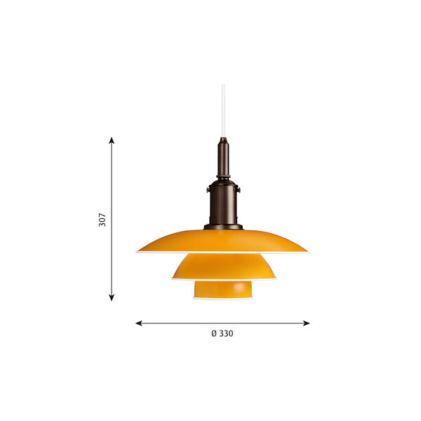 PH 3½-3 glas pendel, gul PH 3½-3 glas pendel, gul, Louis Poulsen