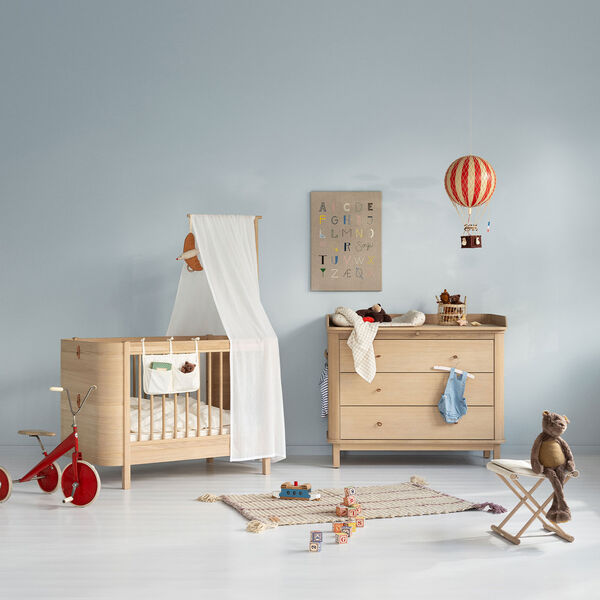 Wood Nursery Dresser 3 Drawers, oak, Oliver Furniture