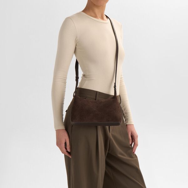 AvenyaMBG Cross. Bag Suede, dark brown, Markberg