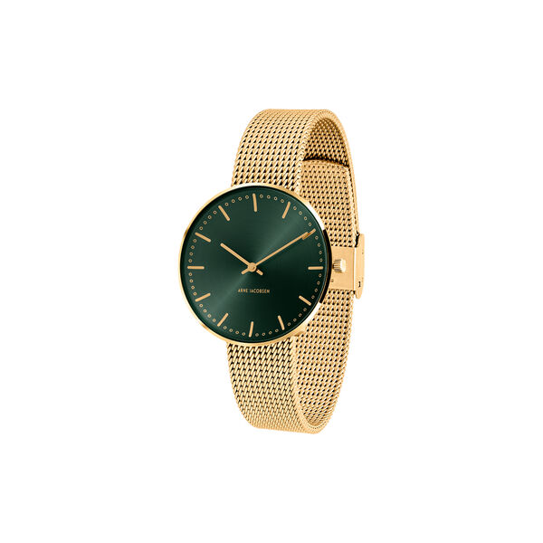 City Hall Evergreen armbandsur, green/gold/matt gold, Arne Jacobsen Watches