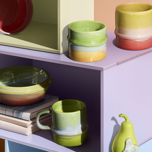 Poppery mugg, yellow/apple green/pink, K&auml;hler