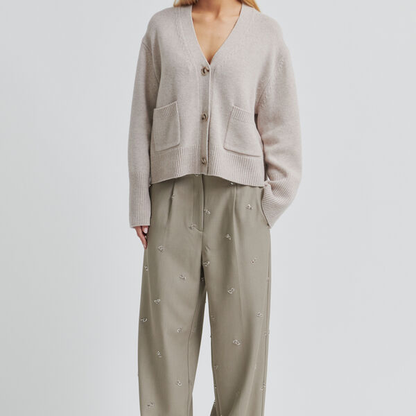 Alpha Knit Cardigan, mid brown melange, Second Female