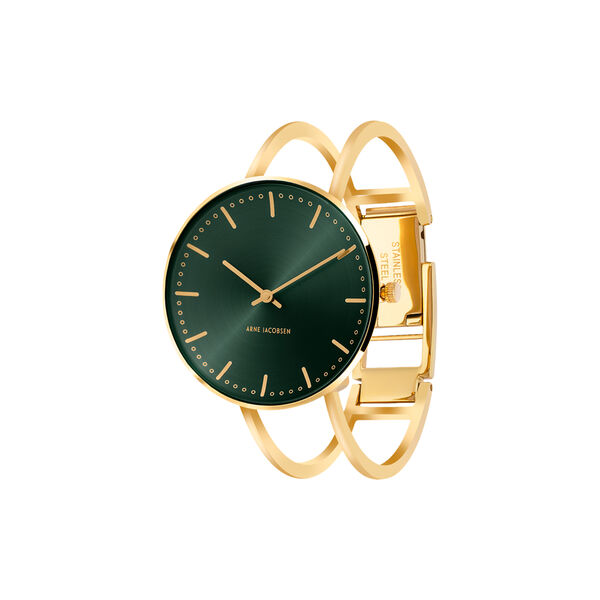 City Hall Evergreen Bangle armbandsur, green/gold/gold, Arne Jacobsen Watches