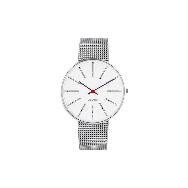 Bankers armbandsur, white/steel/matt steel, Arne Jacobsen Watches