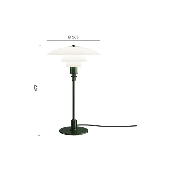 PH 3/2 Table Lamp, glossy deep green, Louis Poulsen