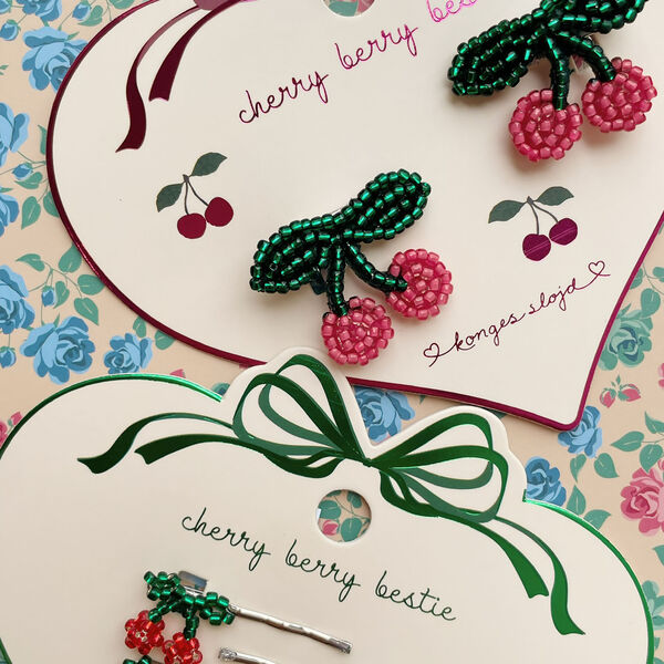 4-pack Mini Cherry Hair Pin, cherry, Konges Sl&oslash;jd
