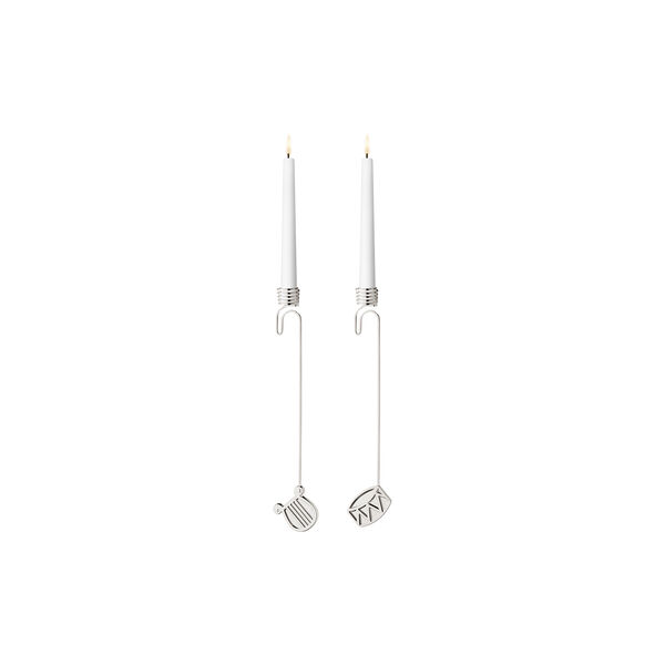 2026 Christmas Candleholder Drum/Harp, silver, Georg Jensen