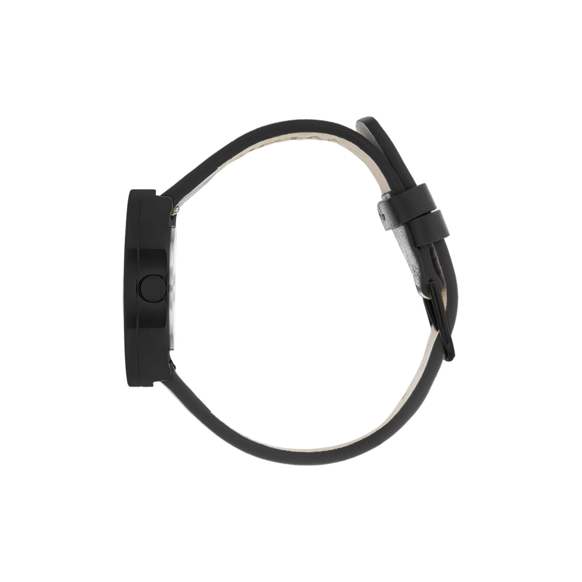 Black steel wrist outlet watch