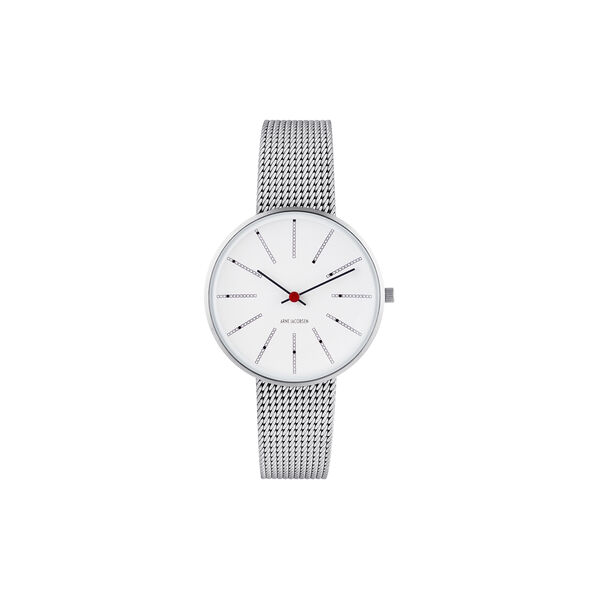 Bankers armbandsur, white/steel/matt steel, Arne Jacobsen Watches
