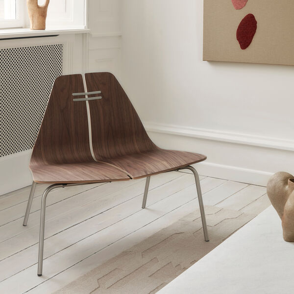 PK23&trade; Lounge Chair, klarlackerad valn&ouml;t/st&aring;l, Fritz Hansen