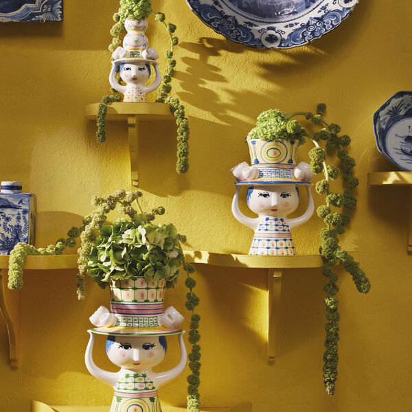 Lady with Hat vas, bl&aring;, Bj&oslash;rn Wiinblad