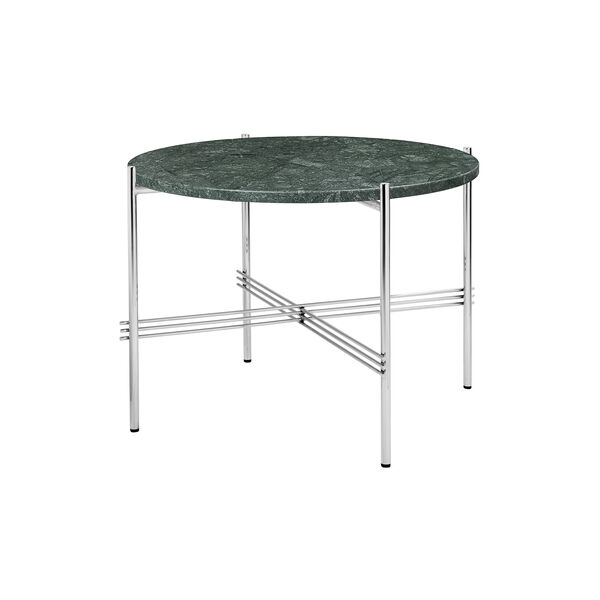 TS Coffee Table &Oslash;55, green guatemala marble/steel, GUBI