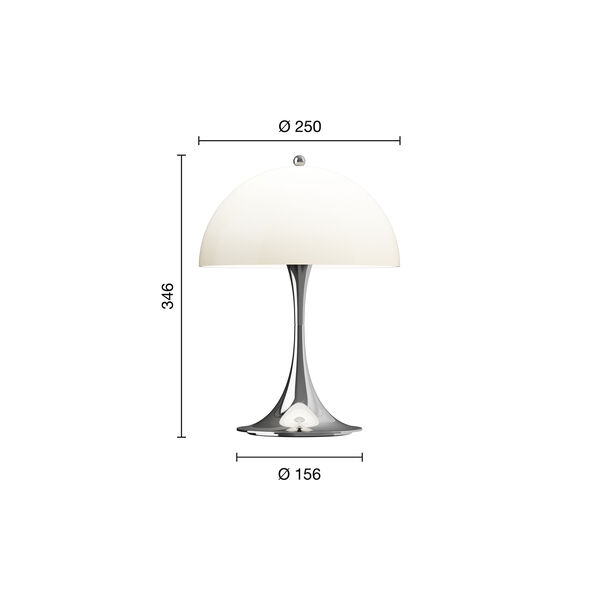 Panthella 250 Portable Table Lamp, chrome opal beige, Louis Poulsen