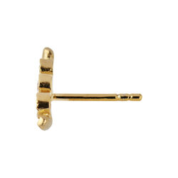 Flow Earring with Three Stones Single, gold, Stine A Jewelry