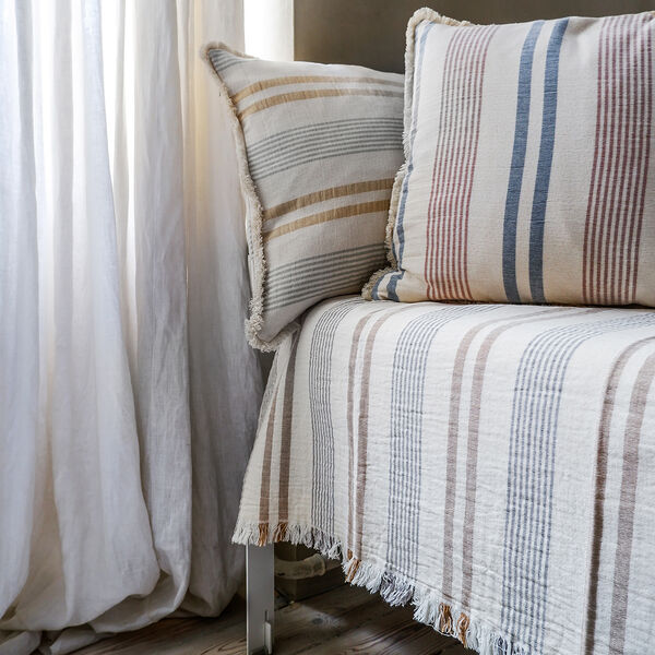 Iris pl&auml;d, blue/rusty red, ELVANG