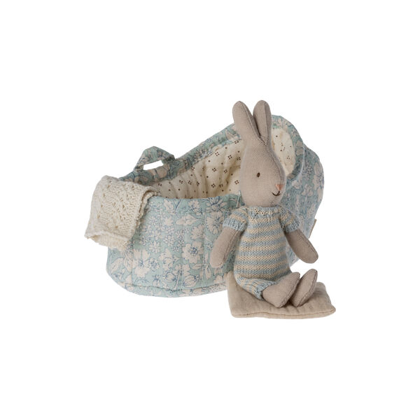 Bunny in Carry Cot, blue, Maileg