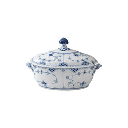 Blue Fluted Half Lace terrin med lock 200 cl, Royal Copenhagen
