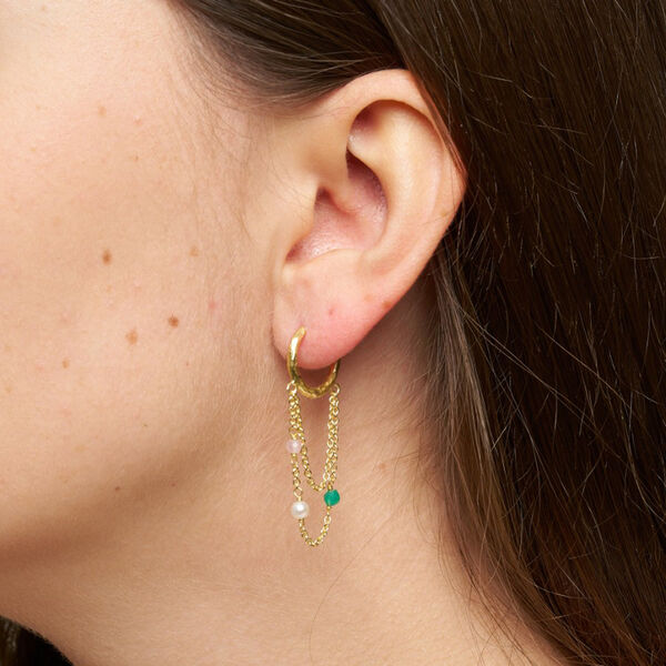 Cammi hoops w. chains, white pearls, Pure by Nat