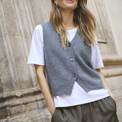 SylvaPW Waistcoat, medium grey melange, Part Two