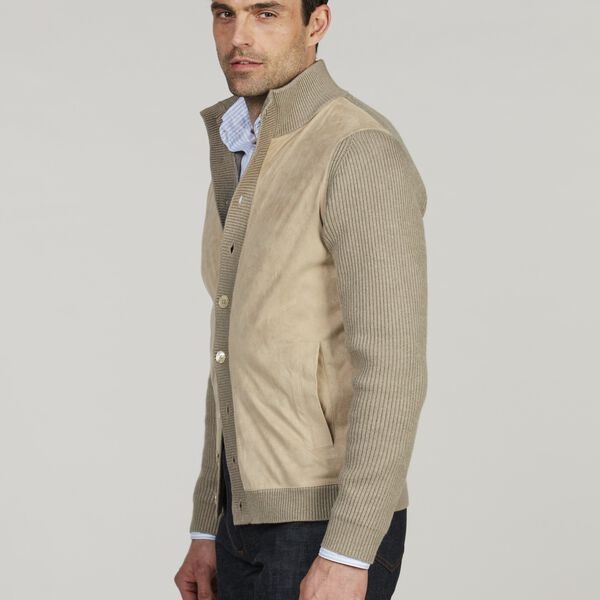 Cardigan Knitted Hybrid Buttoned Alcantara, light beige, Stenstr&ouml;ms