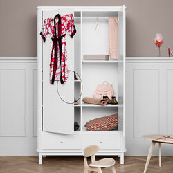 Wood Wardrobe 2 Doors, white, Oliver Furniture
