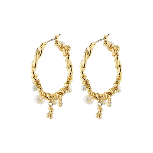 ANA Pearl & Crystal Hoops, gold-plated ANA Pearl & Crystal Hoops, gold-plated, Pilgrim