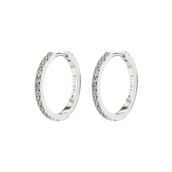 EBNA medium crystal hoops, silver-plated, Pilgrim