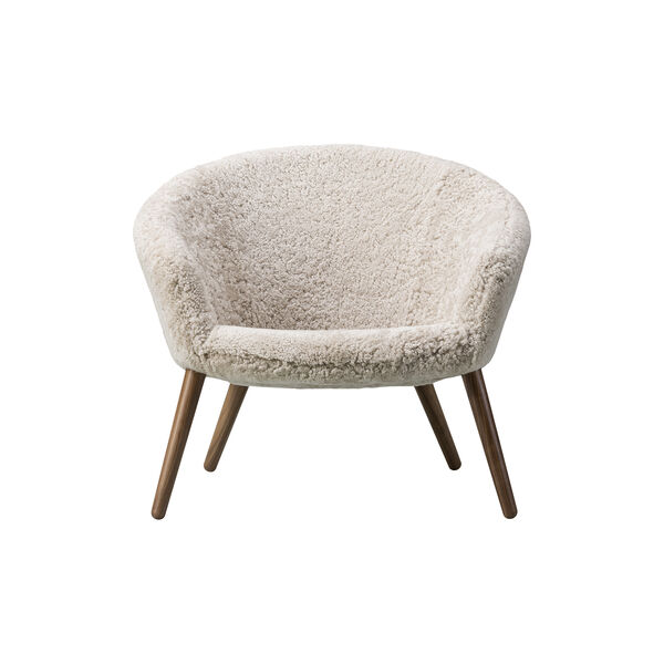 Ditzel loungestol, vit/lackerad valn&ouml;t, Fredericia Furniture