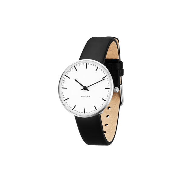 City Hall armbandsur, white/steel/black, Arne Jacobsen Watches