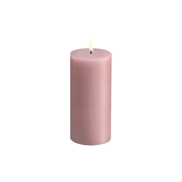 LED pillar candle smooth 15 cm, rose powder, Uyuni Lighting