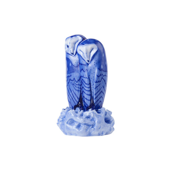 Porcelain Figurine Couple Owls, blue, Royal Copenhagen
