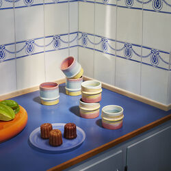 Poppery mugg, pink/mint/gul, K&auml;hler