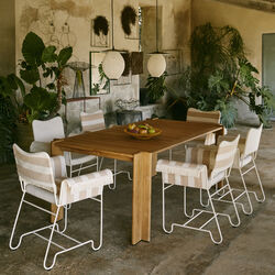 Tropique Dining Chair with Fringes, Leslie Stripe Limonta 40/classic white semi matt, GUBI