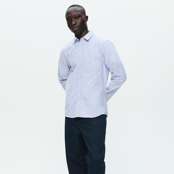 WWAdam Shirt, blue/white stripe WWAdam Shirt, blue/white stripe, Wood Wood