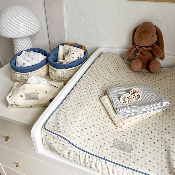 Muslinfilt M&ouml;nstrad 2-pack, classic stripes blue, Cam Cam Copenhagen