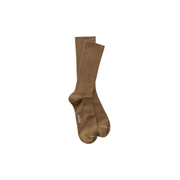 Cotton Rib Socks, chestnut, Aiayu