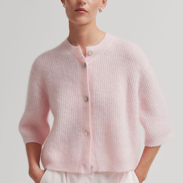 Andrea Knit Rib Cardigan, crystal pink, Second Female
